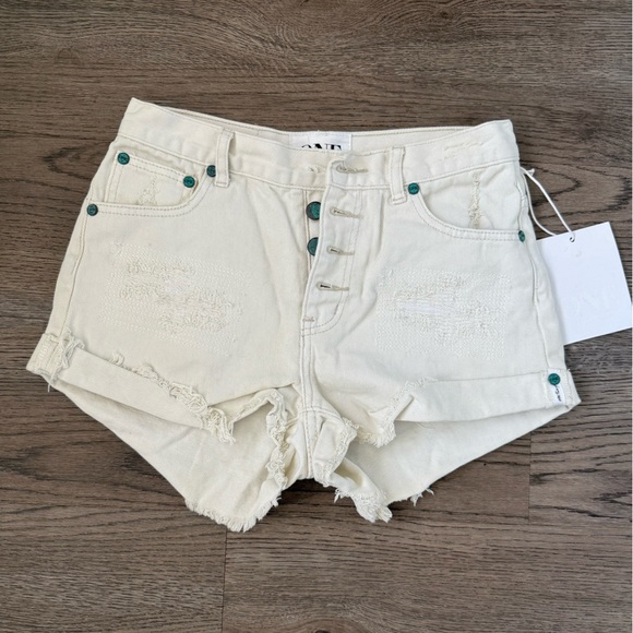 One Teaspoon Hawks High Rise Twisted Cuff Hem Distressed Shorts - Size 26 - NWT - Picture 13 of 15